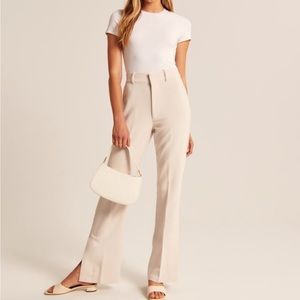 NWT ABERCROMBIE CREAM TAILORED SPLIT-HEM FLARE PANTS